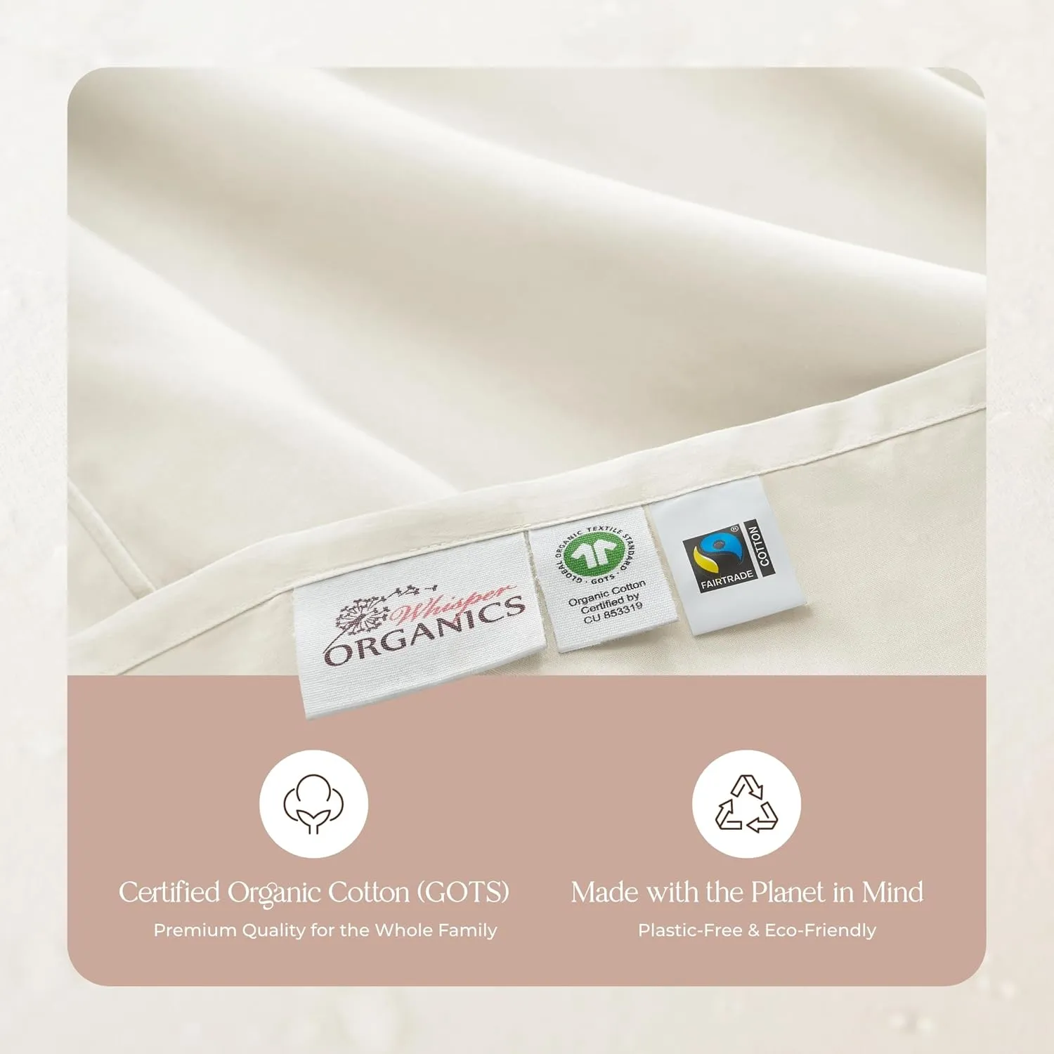 100% Organic Cotton Sheets Twin Size - GOTS Certified Organic Bed Sheets with Deep Pocket Breathable and Cozy Sateen Weave Gets Softer with Each Wash - Luxury 3 Piece Set (Natural, Twin)