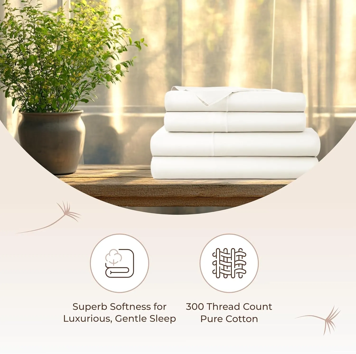 100% Organic Cotton Sheets Twin Size - GOTS Certified Organic Bed Sheets with Deep Pocket Breathable and Cozy Sateen Weave Gets Softer with Each Wash - Luxury 3 Piece Set (Natural, Twin)
