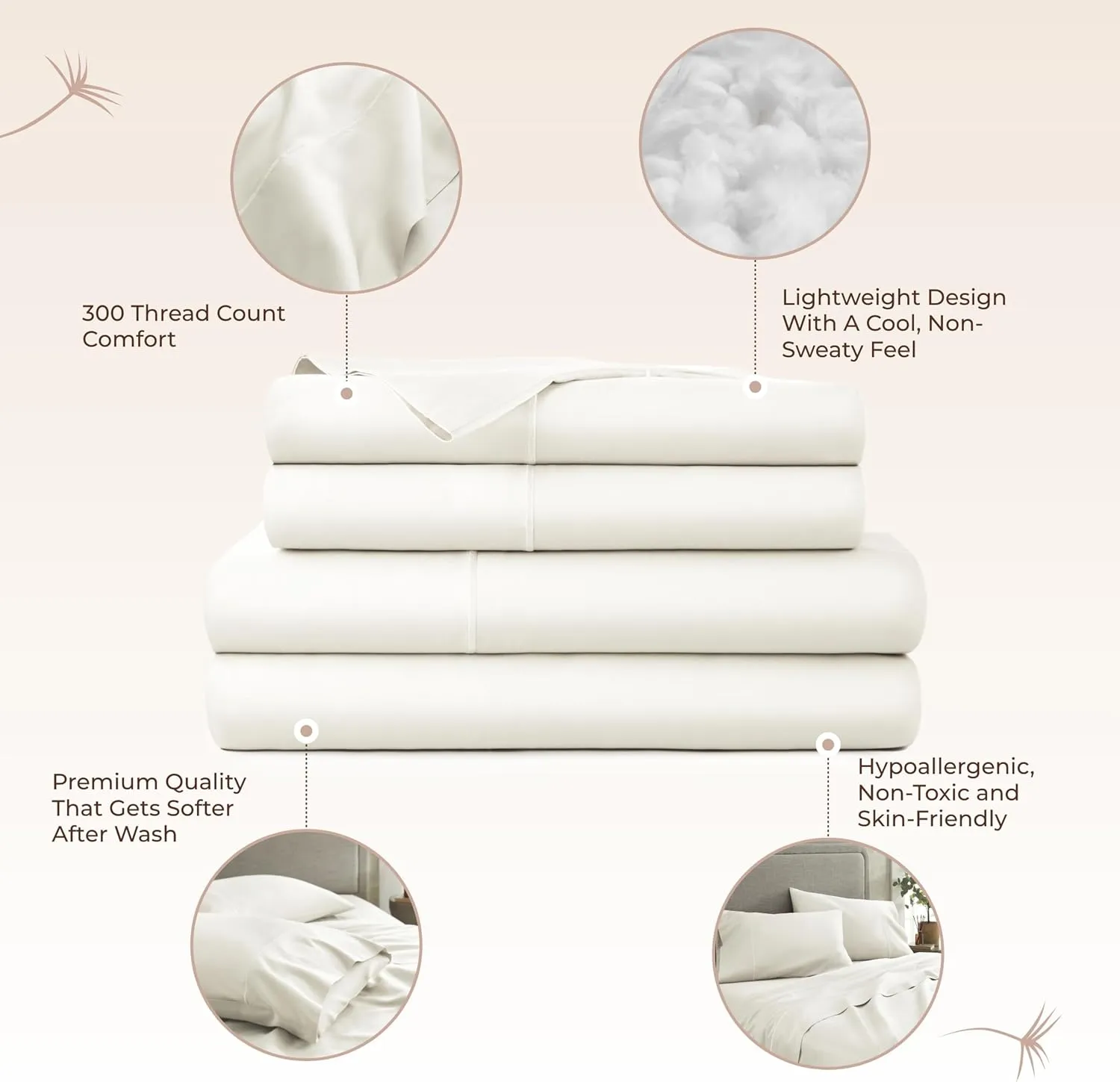 100% Organic Cotton Sheets Twin Size - GOTS Certified Organic Bed Sheets with Deep Pocket Breathable and Cozy Sateen Weave Gets Softer with Each Wash - Luxury 3 Piece Set (Natural, Twin)