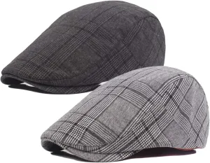 2 Pack Men's Cotton Flat Cap Ivy Gatsby Newsboy Hat