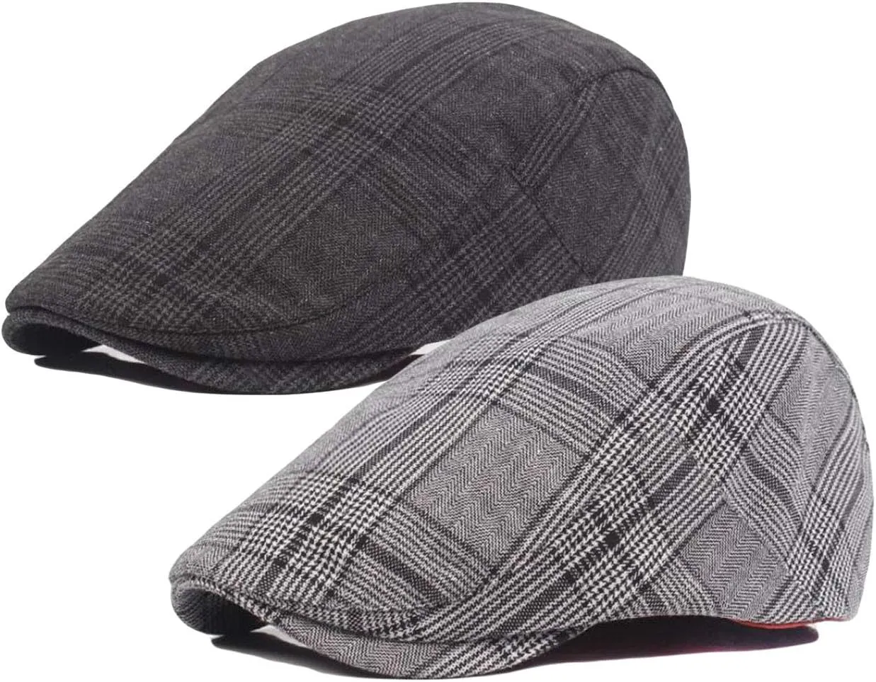 2 Pack Men's Cotton Flat Cap Ivy Gatsby Newsboy Hat
