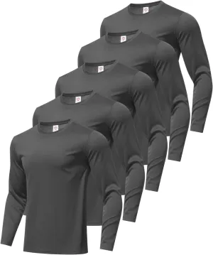 5 Pack Men's Long Sleeve Shirts Sun Protection Shirts Lightweight UPF 50  Rash Guard for Running Workout Fishing