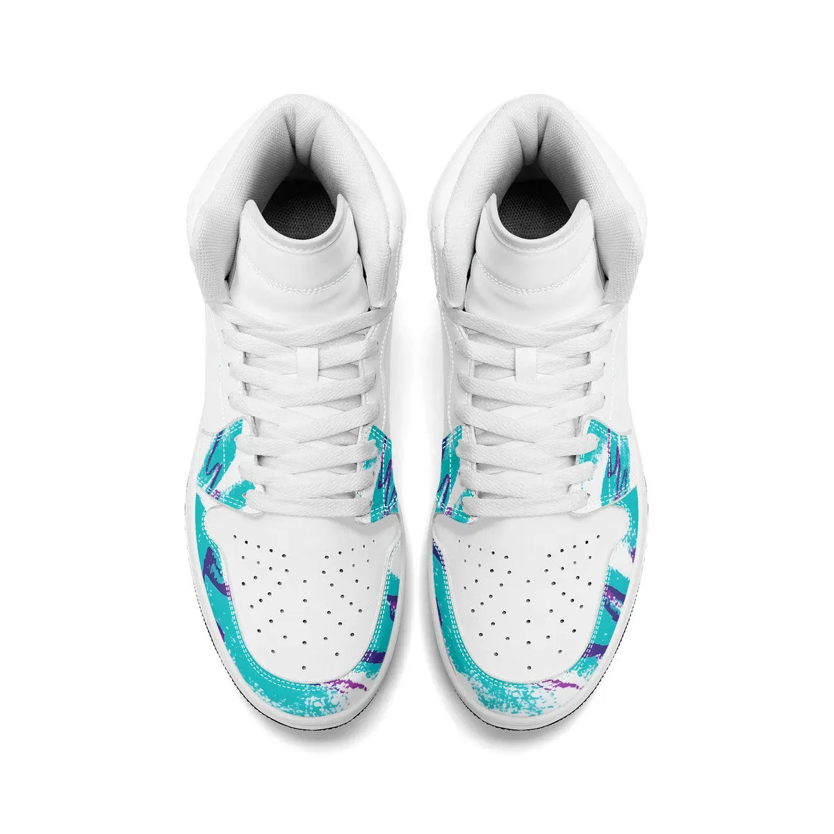90s Jazz Solo Paper Cup Pattern Synthetic Leather High Top Sneakers