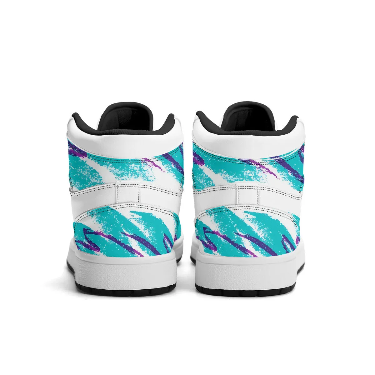 90s Jazz Solo Paper Cup Pattern Synthetic Leather High Top Sneakers