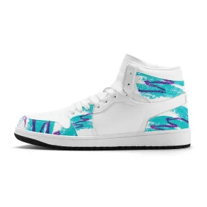 90s Jazz Solo Paper Cup Pattern Synthetic Leather High Top Sneakers