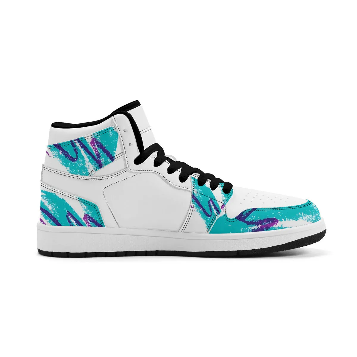 90s Jazz Solo Paper Cup Pattern Synthetic Leather High Top Sneakers