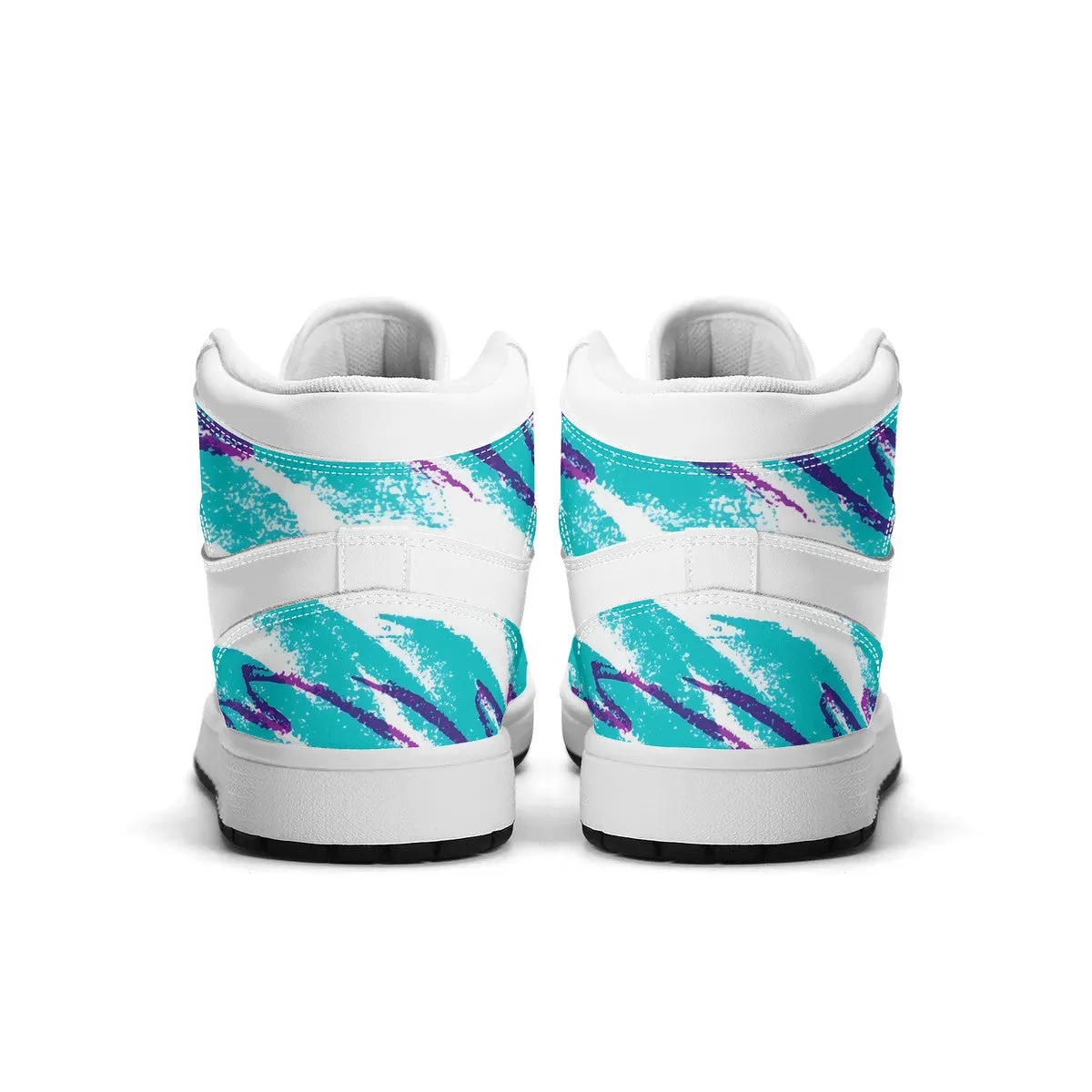 90s Jazz Solo Paper Cup Pattern Synthetic Leather High Top Sneakers