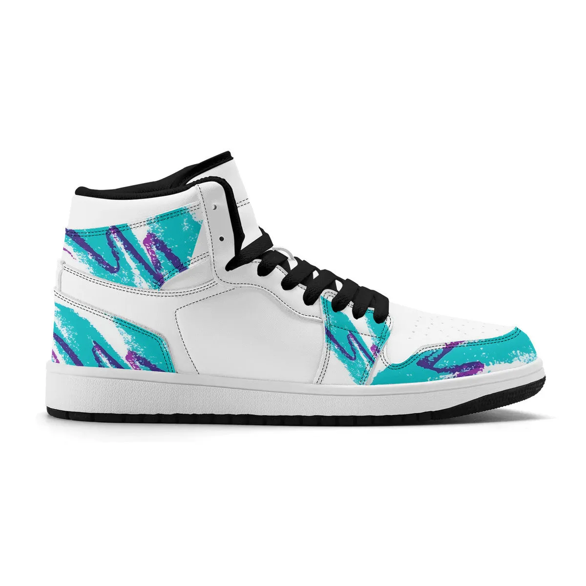 90s Jazz Solo Paper Cup Pattern Synthetic Leather High Top Sneakers
