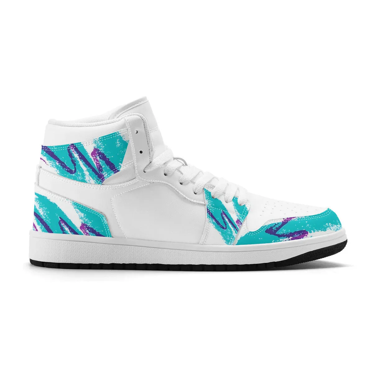 90s Jazz Solo Paper Cup Pattern Synthetic Leather High Top Sneakers