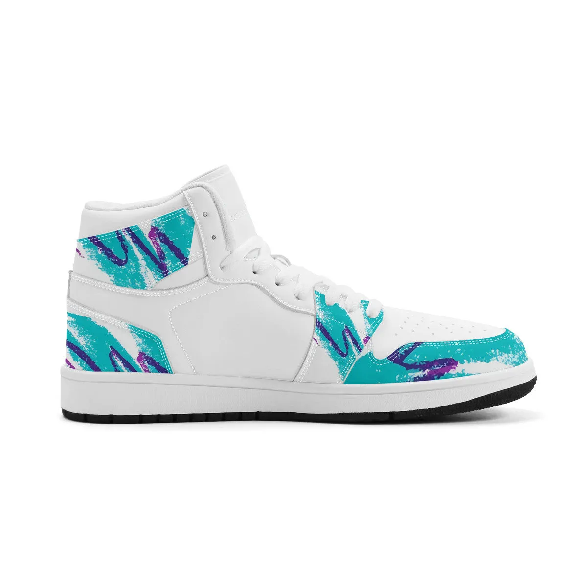 90s Jazz Solo Paper Cup Pattern Synthetic Leather High Top Sneakers