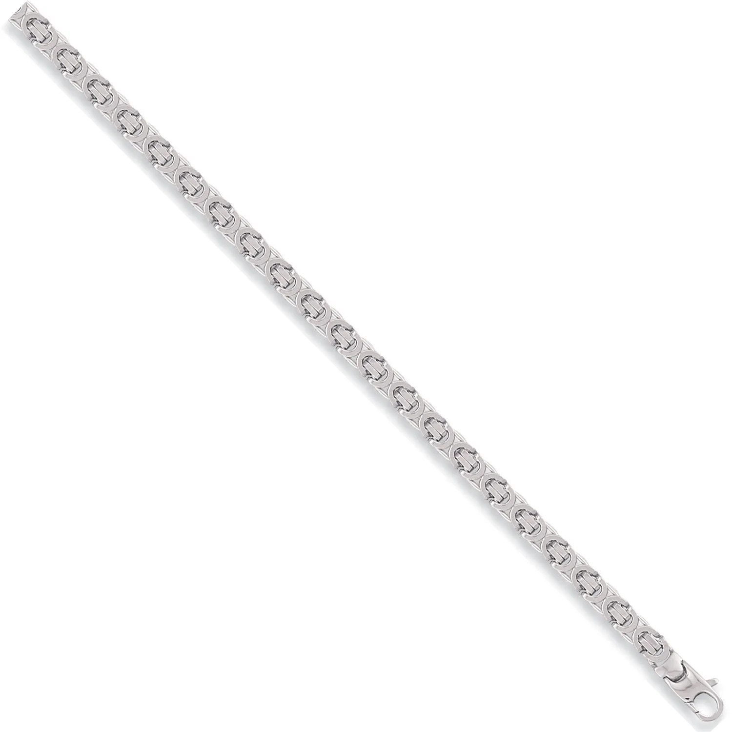 9ct White Gold Flat Byzantine Chain