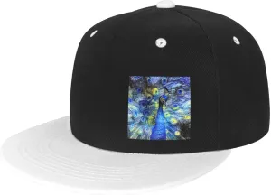 Abstract Starry Night Peacock Snapback Hats for Men Women Hat Baseball Cap Flat Bill Visor White Hat