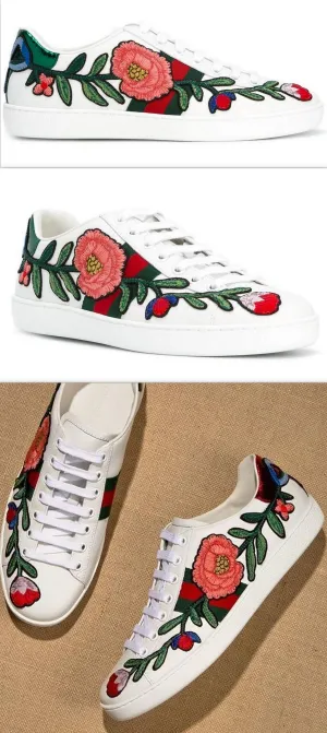 Ace Embroidered Low Top Sneaker - Floral