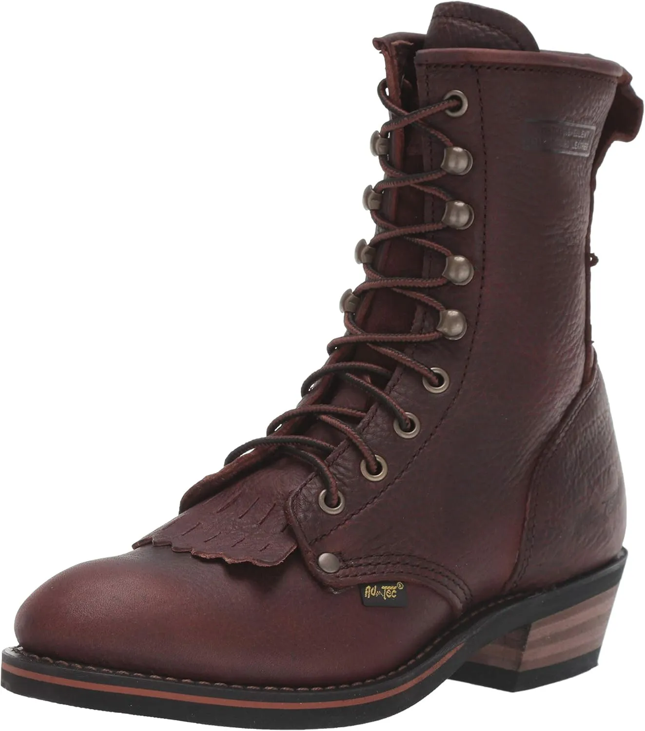 Ad Tec 6 in Sweet little Kids Premium Packers Grain Tumble Leather Cowboy Boots, Brown - Oil Resistant, Soft Toe, Cushioned Insole