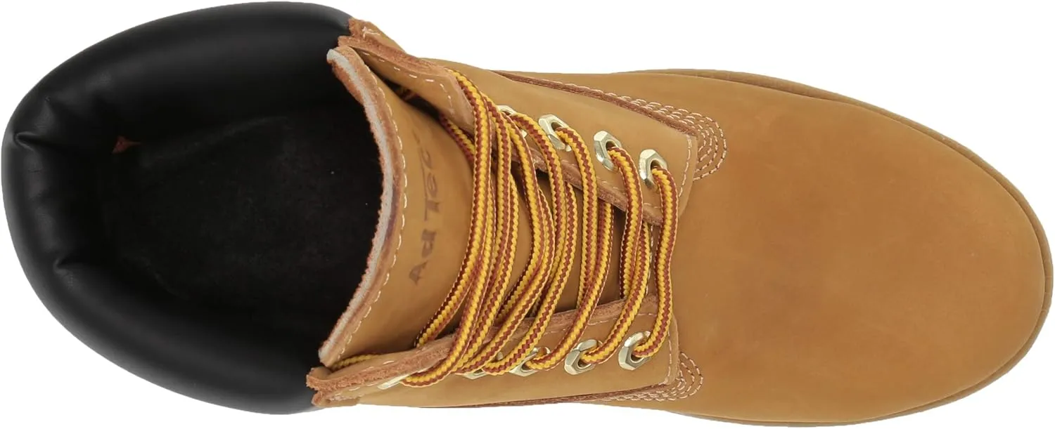 Ad Tec 6in Women's Lightweight Waterproof Tan Nubuck Leather Work Boots for Women - Steel Toe with Cushioned Insole, Brown