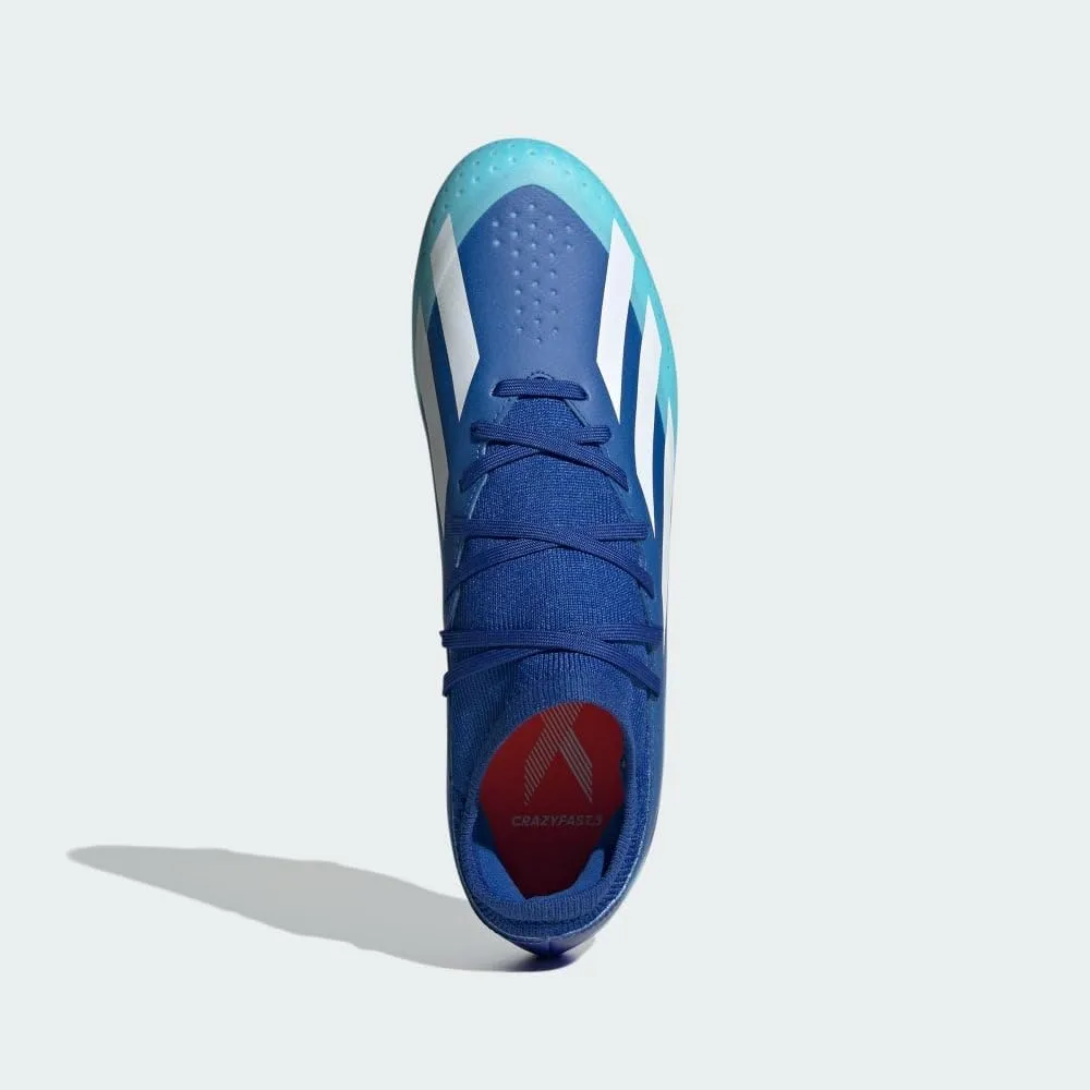 adidas X Crazyfast.3 Firm Ground Soccer Shoes - Unisex, Royal Blue, Lightweight, High-Speed Performance, Made with Recycled Materials