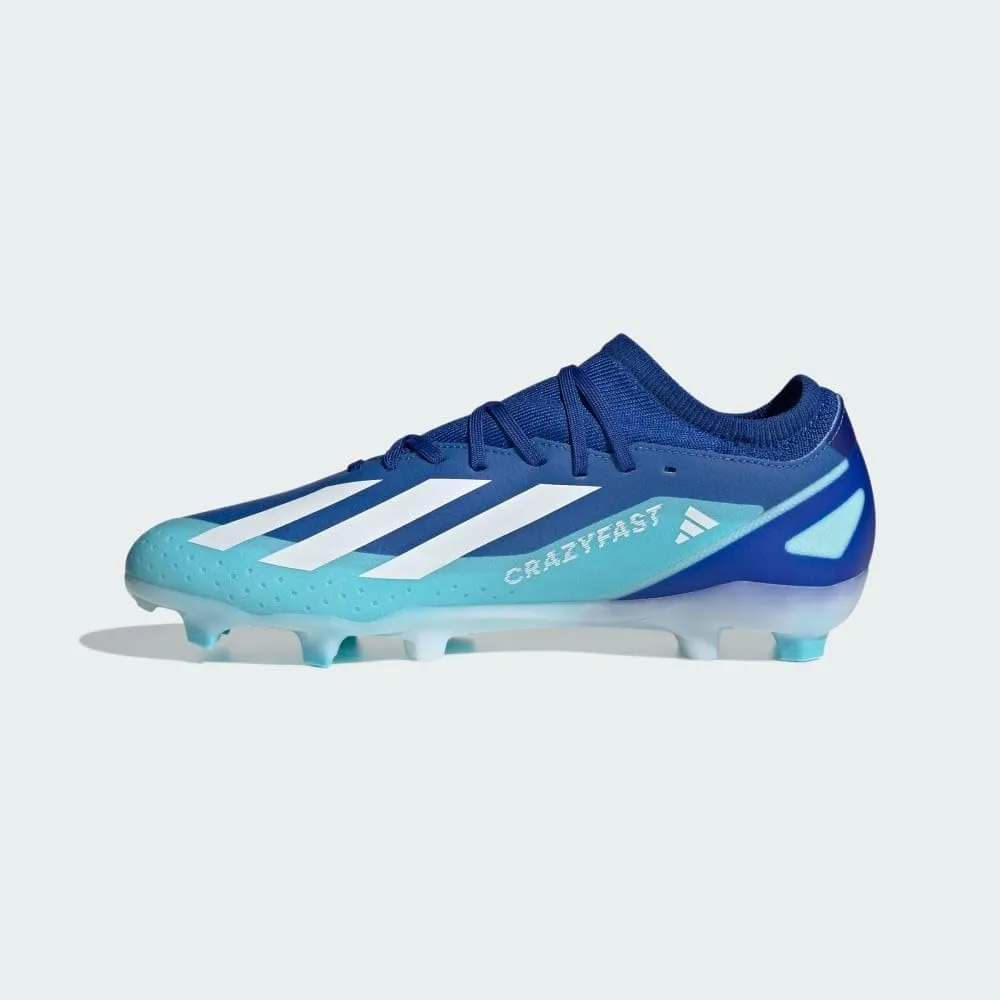 adidas X Crazyfast.3 Firm Ground Soccer Shoes - Unisex, Royal Blue, Lightweight, High-Speed Performance, Made with Recycled Materials