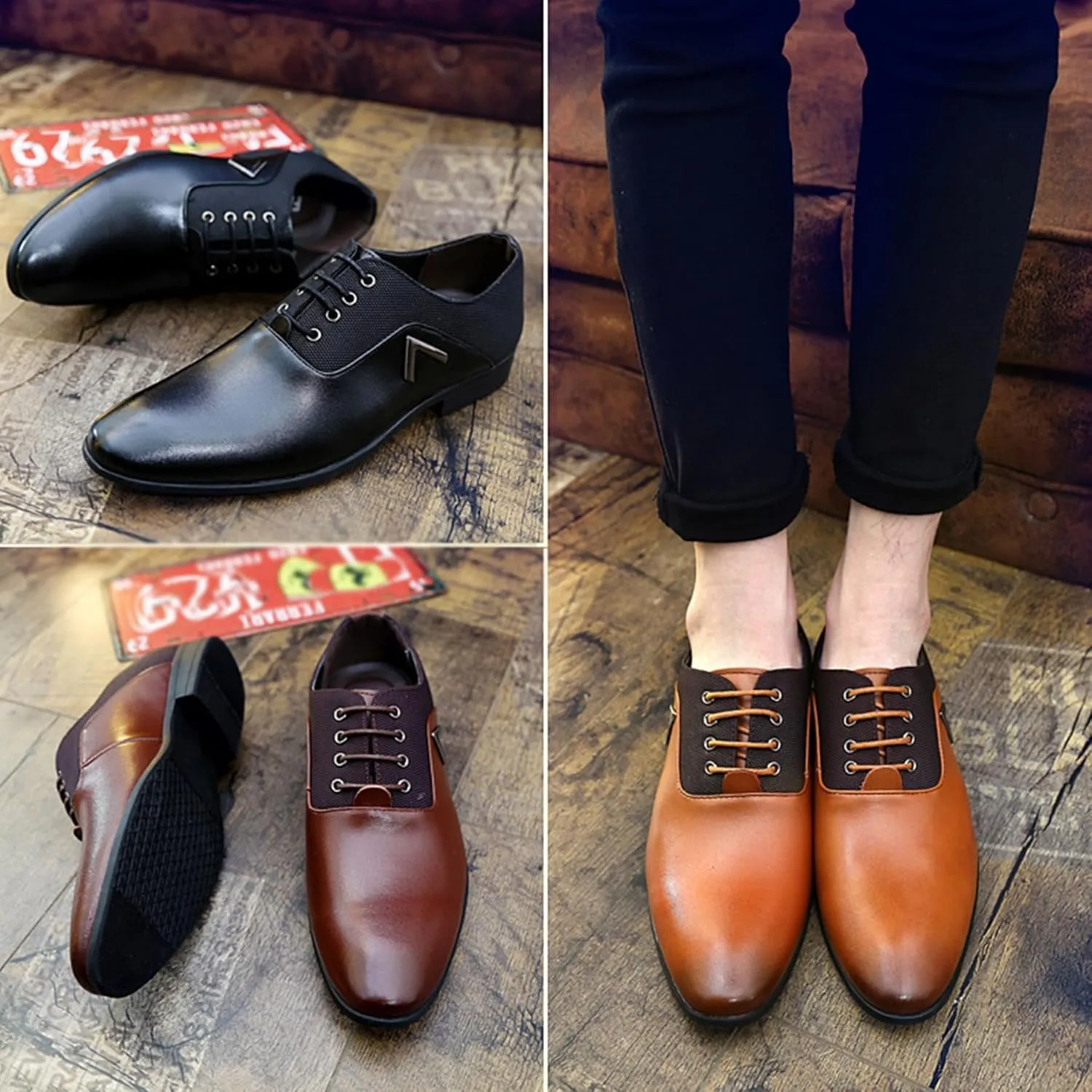 ADMLZQQ Mens Dress Shoes Oxfords Casual Retro Classic Comfortable Formal Derby Business Dress Shoes for Men
