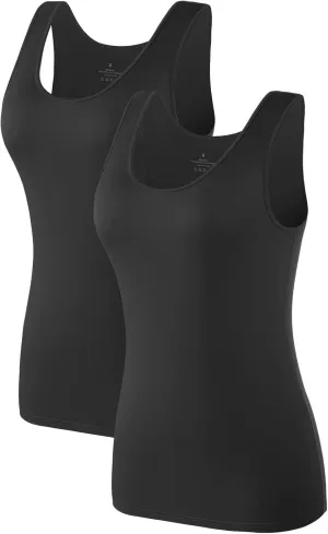 Air Curvey Basic Tank Tops for Women Sleeveless Undershirts 2-4 Pack Layering Lightweight Casual Tops