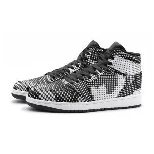 AJ1-Style Camo Sneakers | Gray, Black & White Pixel Camo