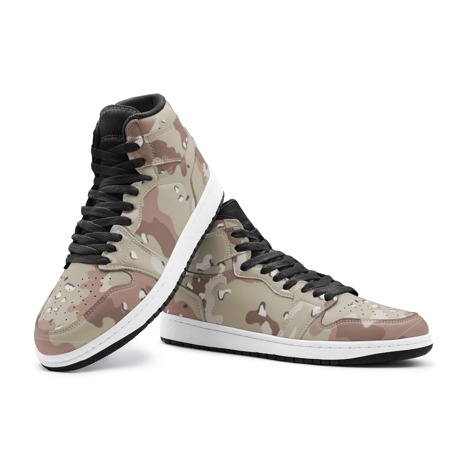 AJ1 Style Marines Sneakers | Dark Brown Camouflage Print