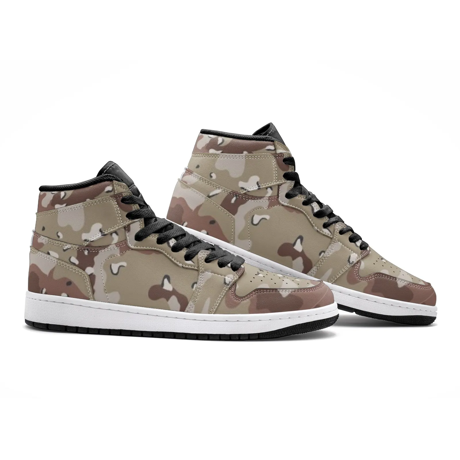AJ1 Style Marines Sneakers | Dark Brown Camouflage Print