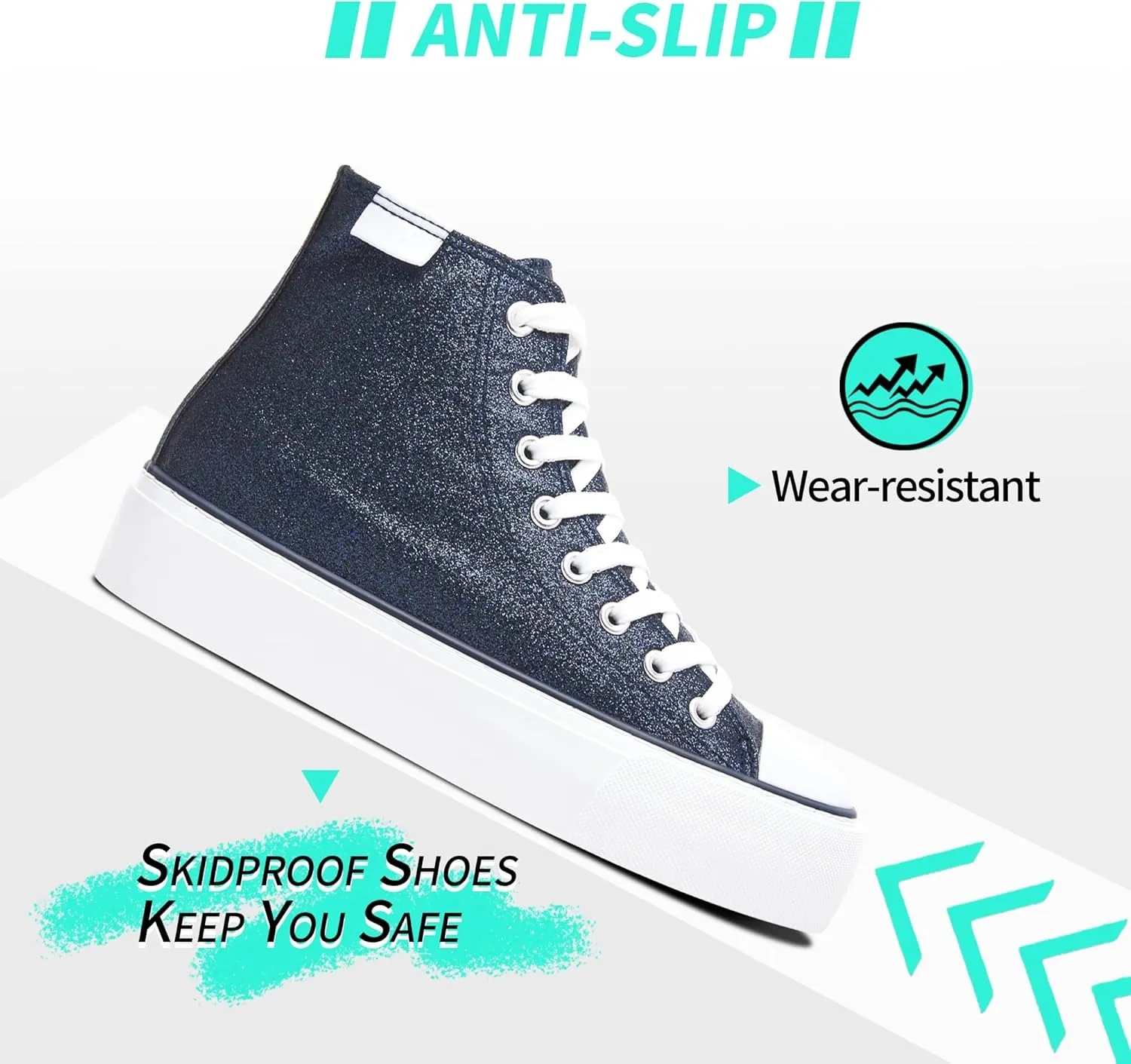 ALTOCIS Glitter Platform Fashion Sneakers,Sparkly Bling Mid Calf Sneaker for Women,Cute Comfortable Platform High Top Sneakers
