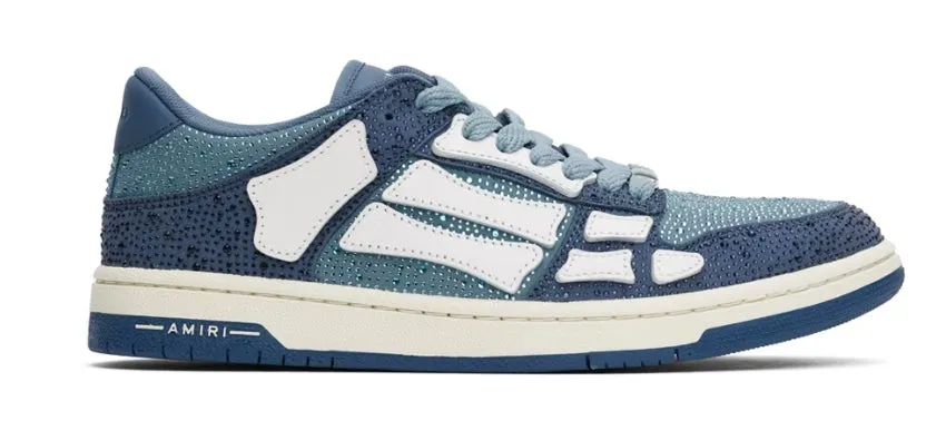 Amiri blue crystal skel top low sneaker
