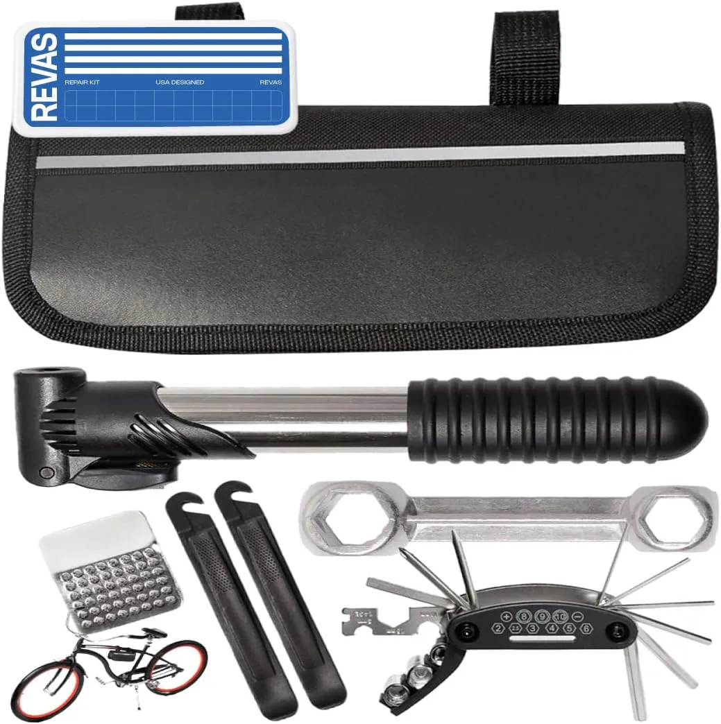 ANGORA BRANDS Tire Repair Kit for Bikes | Portable Bicycle Tire Repair Kit with Essential Bike Tools | Compact Bike Tool Kit for Quick Fixes | Bike Repair Kit by Revas