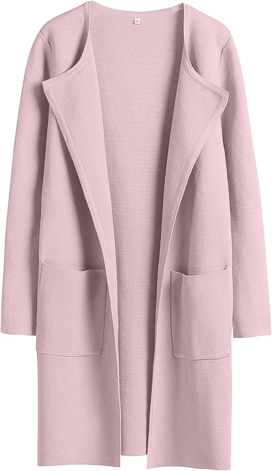 ANRABESS Women's Open Front Knit Lightweight Cardigan Casual Long Coatigan Sweater Lady Jacket Coat 2025 Fall Outerwear