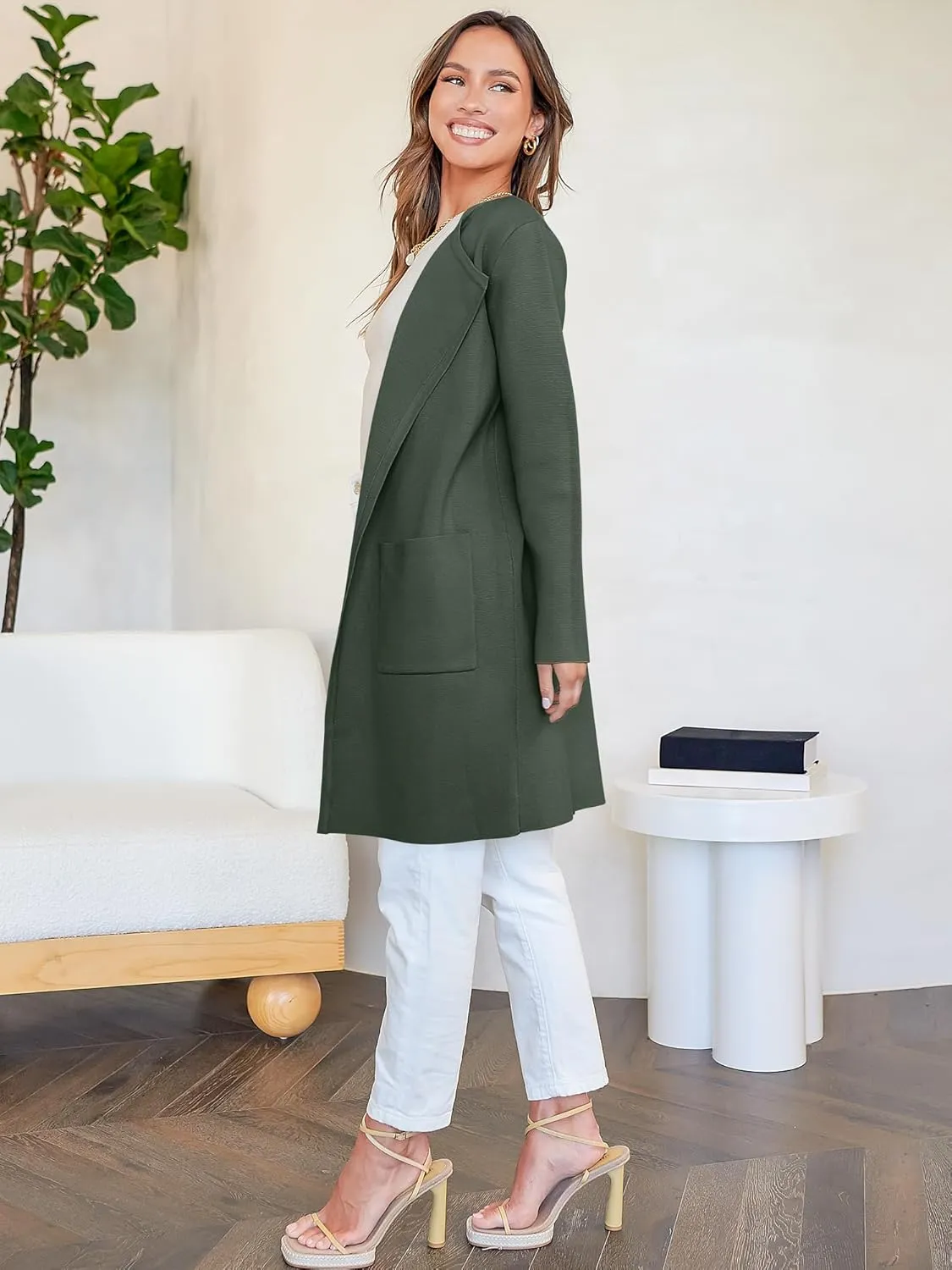 ANRABESS Women's Open Front Knit Lightweight Cardigan Casual Long Coatigan Sweater Lady Jacket Coat 2025 Fall Outerwear