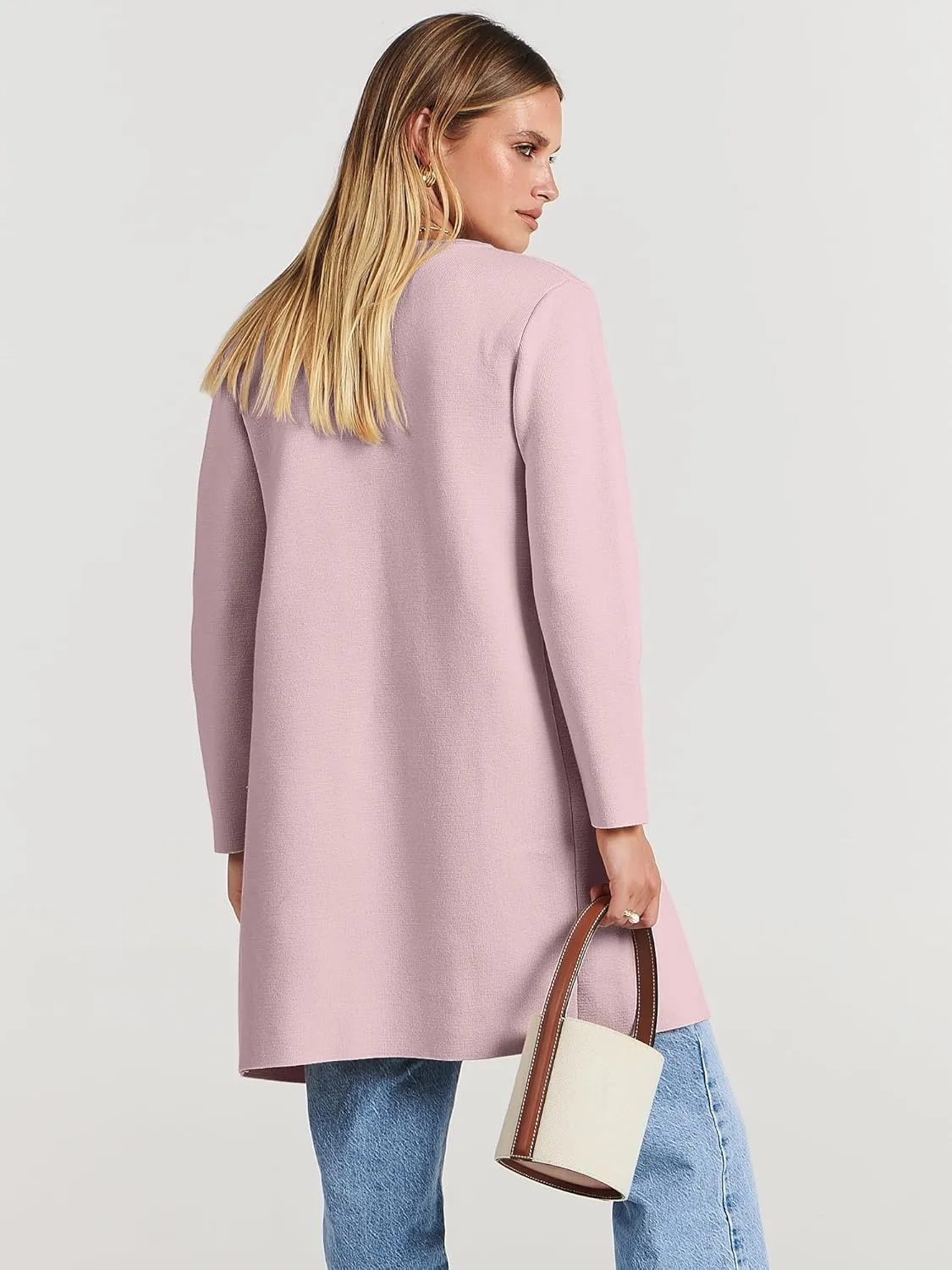 ANRABESS Women's Open Front Knit Lightweight Cardigan Casual Long Coatigan Sweater Lady Jacket Coat 2025 Fall Outerwear