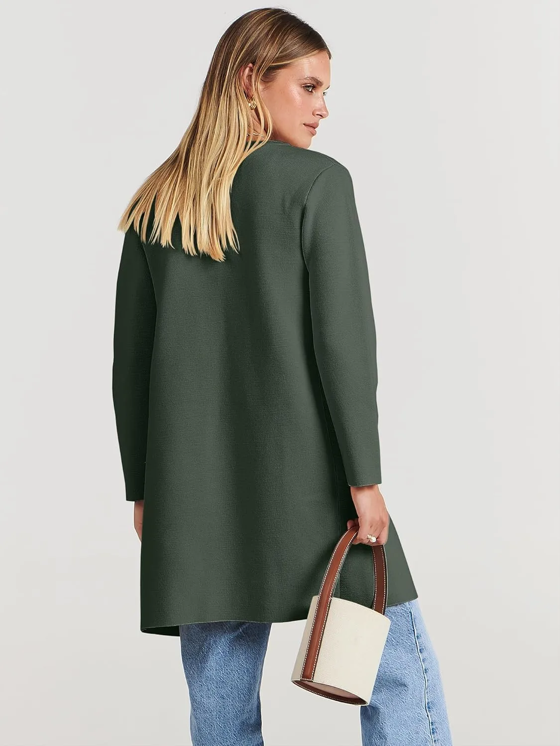 ANRABESS Women's Open Front Knit Lightweight Cardigan Casual Long Coatigan Sweater Lady Jacket Coat 2025 Fall Outerwear