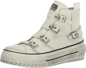 ASH Women's Rainbow Fashion Sneaker-Premium Leather High Top with Buckles, Distressed Platform Sole