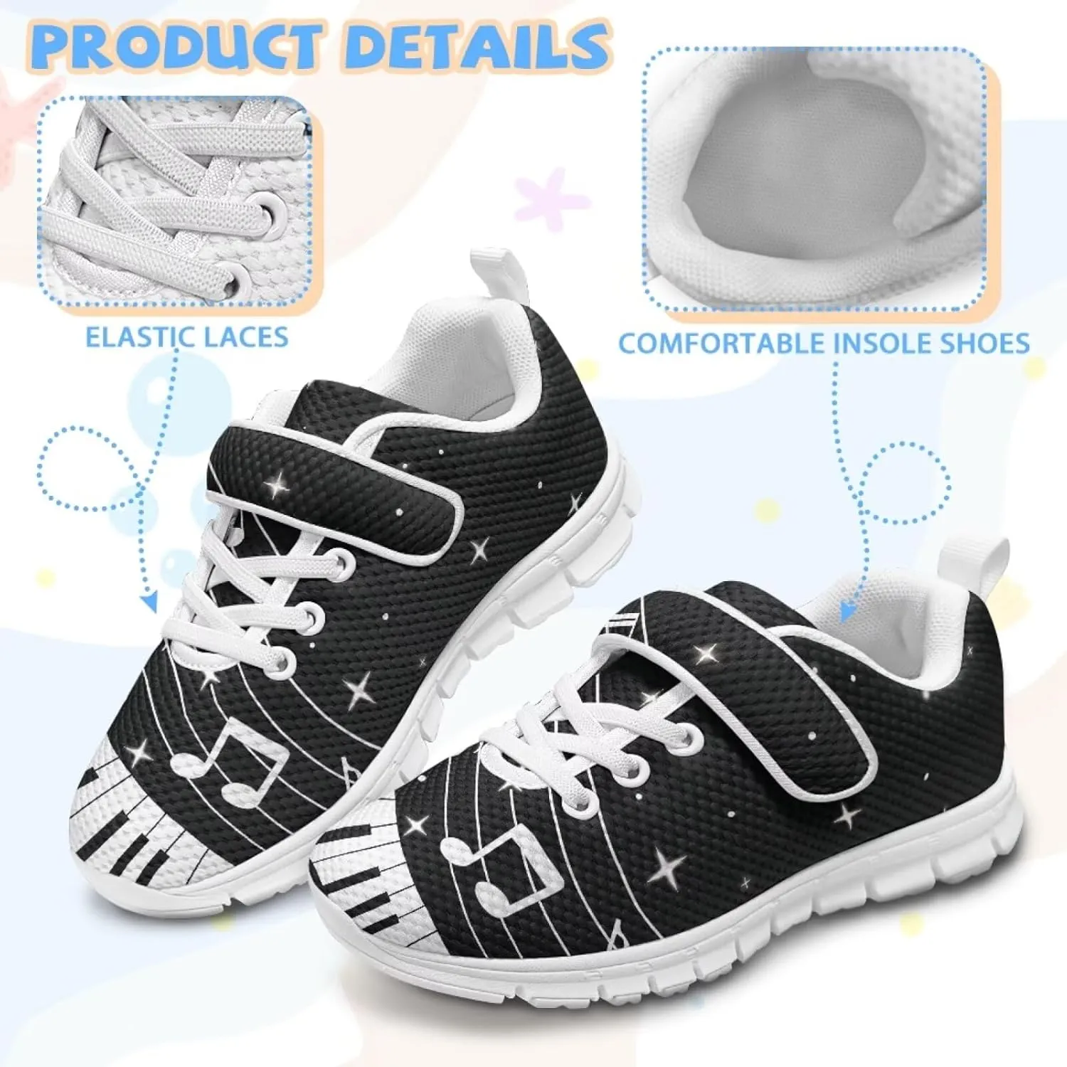 Athletic Sneaker for Boys Girls Casual Hiking Shoes Non Slip Tennis Fitness Walking Strap Sneakers