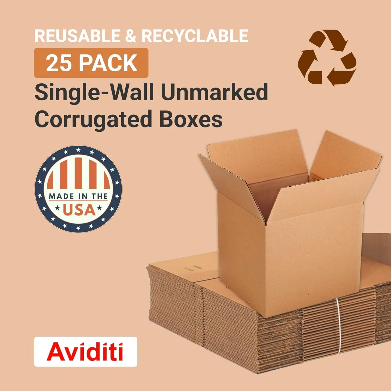 AVIDITI 16 x 14 x 14 Corrugated Cardboard Boxes, Medium 16"L x 14"W x 14"H, Pack of 25 | Shipping, Packaging, Moving, Storage Box for Home or Business, Strong Wholesale Bulk Boxes