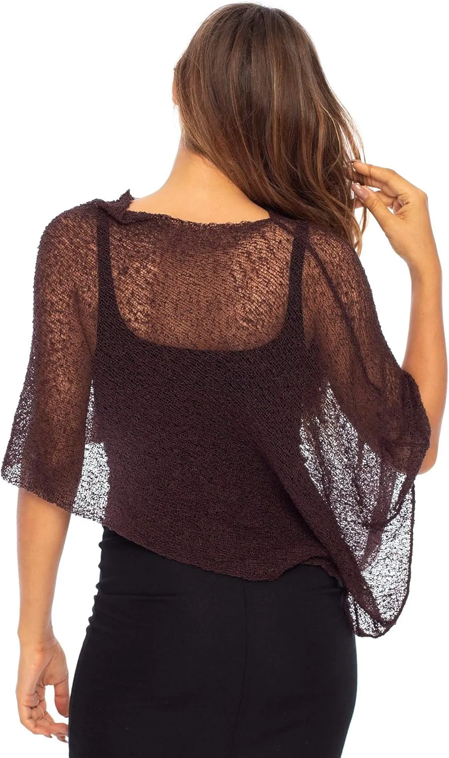 Back From Bali Womens Sheer Poncho Shrug Bolero, Lightweight Summer Shrug Pullover Sweater