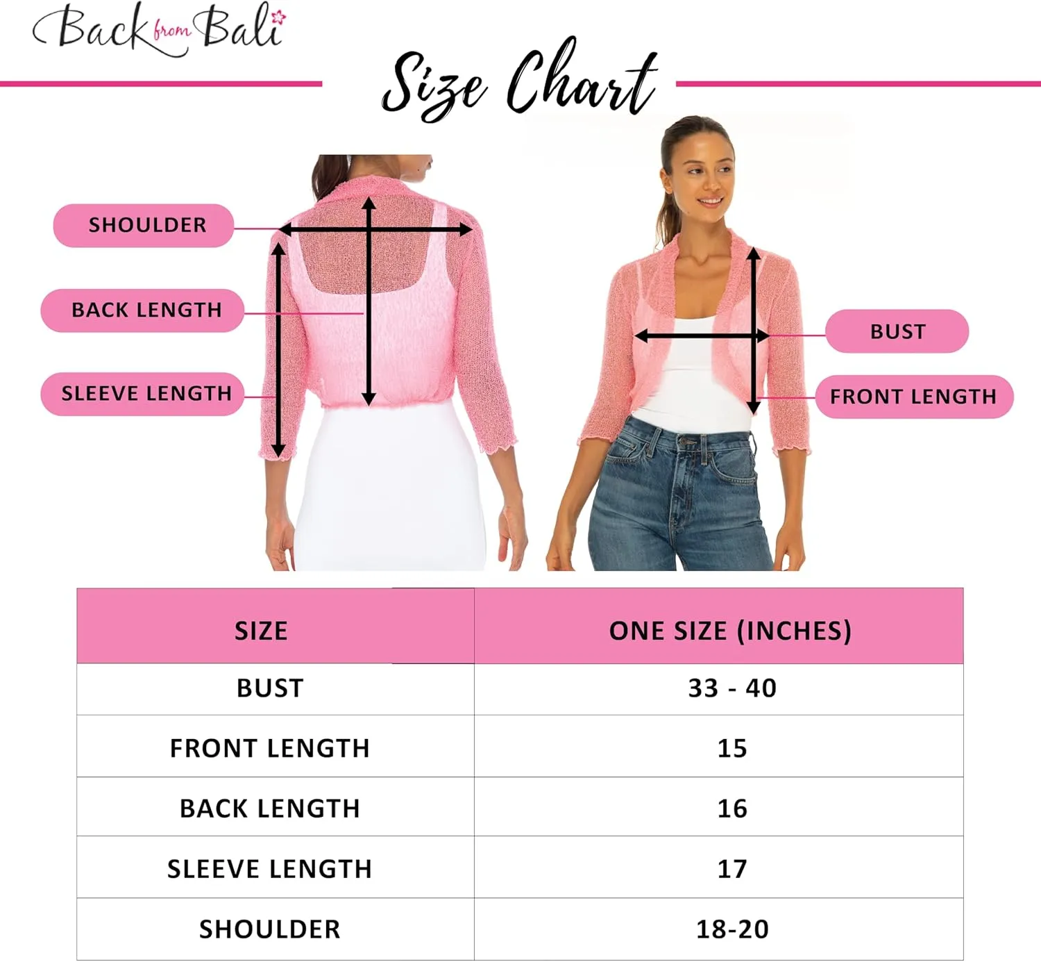 Back From Bali Womens Sheer Shrug Cropped Bolero Jacket Lightweight Knit Cardigan Sweater for Dresses