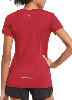 baleaf Women's Short Sleeve Running Workout Shirts Athletic Tops Lightweight Quick Dry Training Yoga Crewneck