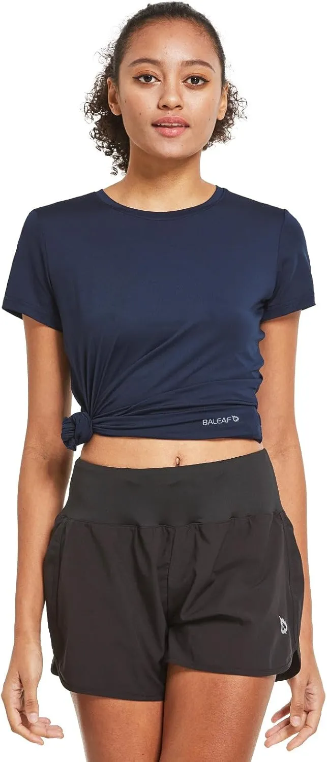 baleaf Women's Short Sleeve Running Workout Shirts Athletic Tops Lightweight Quick Dry Training Yoga Crewneck