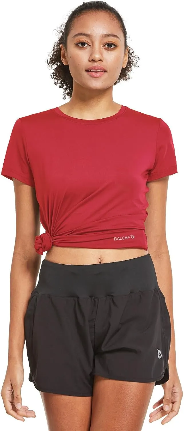 baleaf Women's Short Sleeve Running Workout Shirts Athletic Tops Lightweight Quick Dry Training Yoga Crewneck