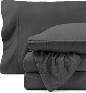 Bare Home Super Soft Fleece Sheet Set - King Size - Extra Plush Polar Fleece, Pill-Resistant Bed Sheets - All Season Cozy Warmth, Breathable & Hypoallergenic (King, Grey)