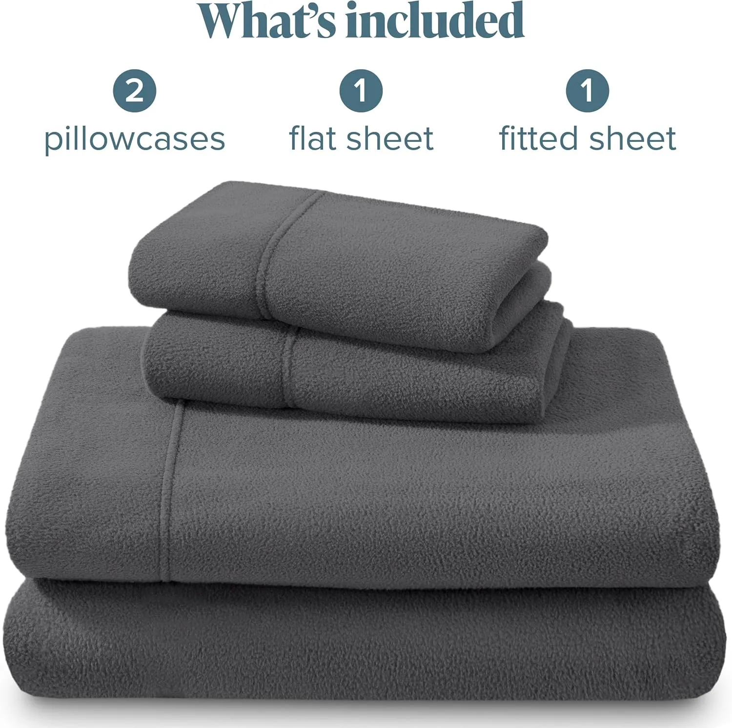 Bare Home Super Soft Fleece Sheet Set - King Size - Extra Plush Polar Fleece, Pill-Resistant Bed Sheets - All Season Cozy Warmth, Breathable & Hypoallergenic (King, Grey)