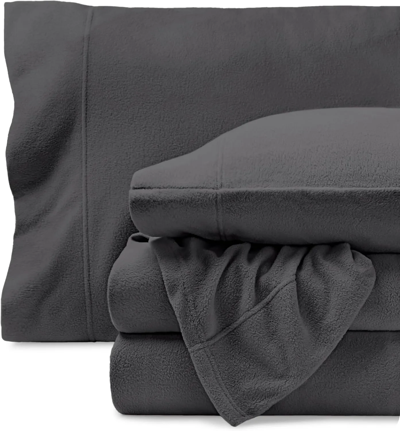 Bare Home Super Soft Fleece Sheet Set - King Size - Extra Plush Polar Fleece, Pill-Resistant Bed Sheets - All Season Cozy Warmth, Breathable & Hypoallergenic (King, Grey)