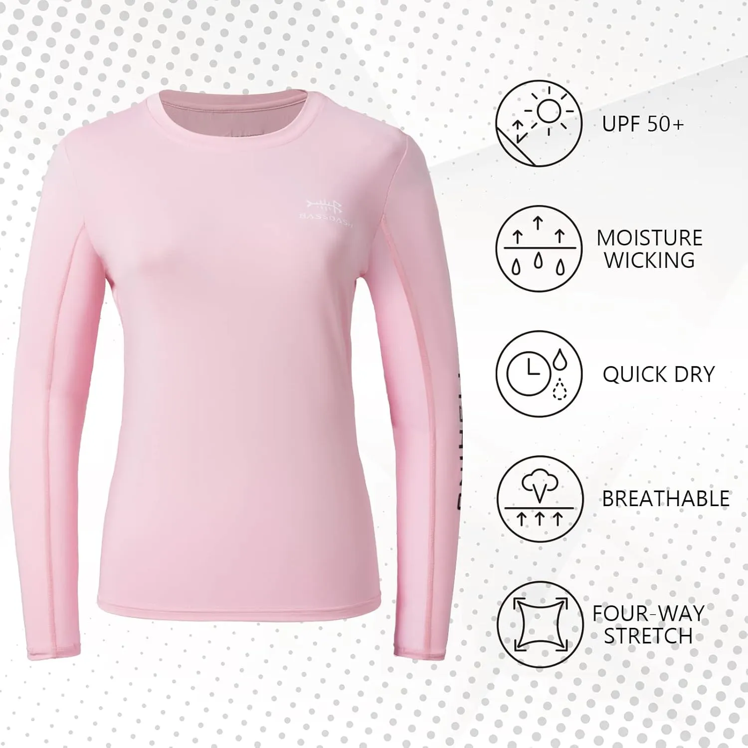 BASSDASH Women’s UPF 50  UV Sun Protection Long Sleeve Shirts Quick Dry T-Shirt for Fishing Hiking Kayaking