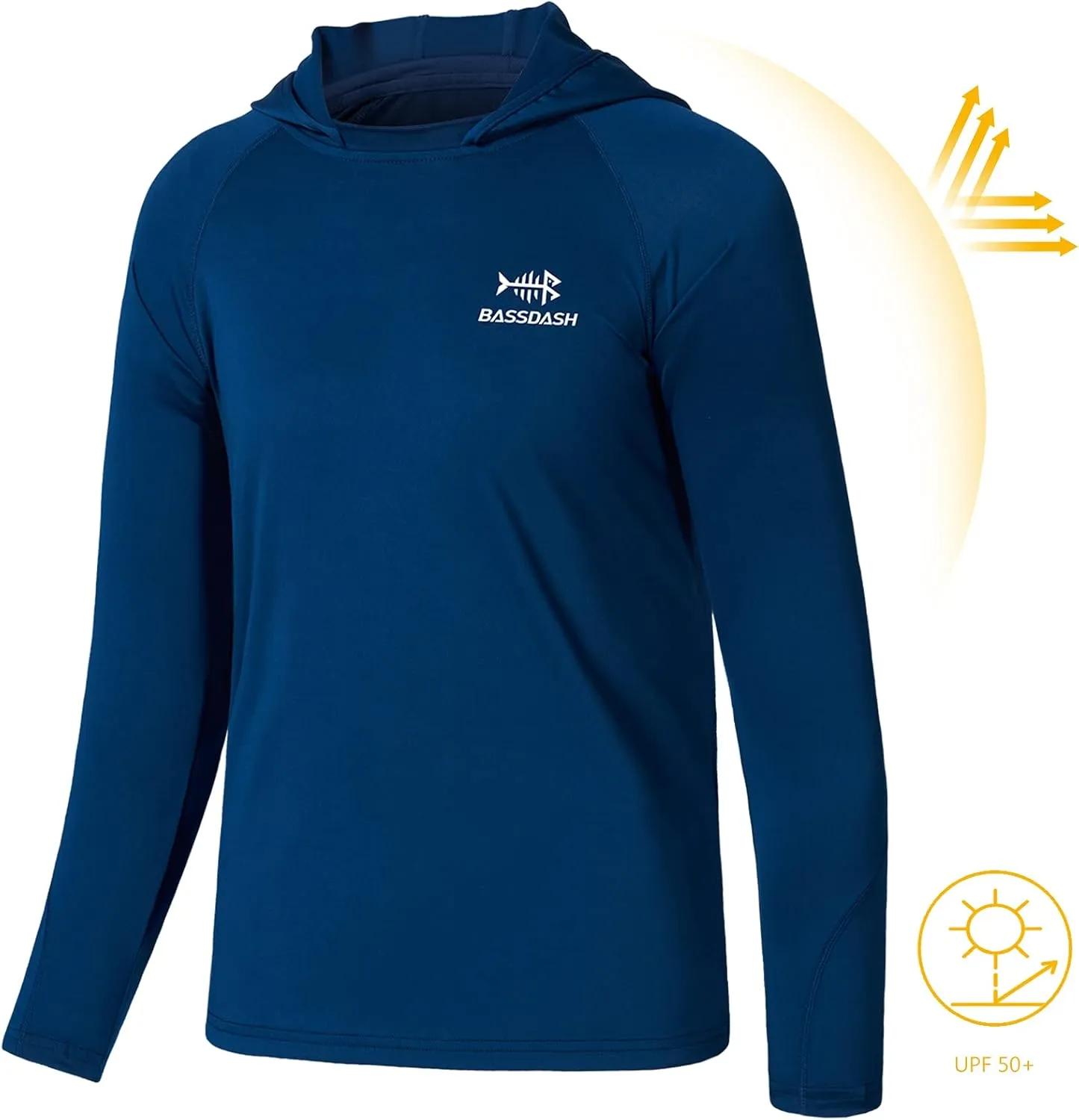 BASSDASH Youth UPF50  Performance T Shirt with Hood Long Sleeve Fishing Hiking Sun Shirt FS03Y