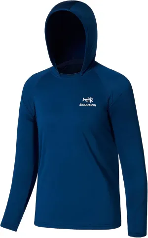 BASSDASH Youth UPF50  Performance T Shirt with Hood Long Sleeve Fishing Hiking Sun Shirt FS03Y