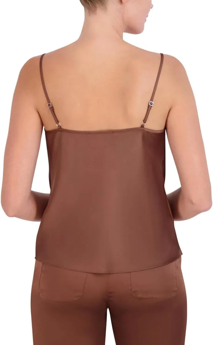 BCBGMAXAZRIA Women's Cowl Neck Sleeveless Pullover Satin Cami Top