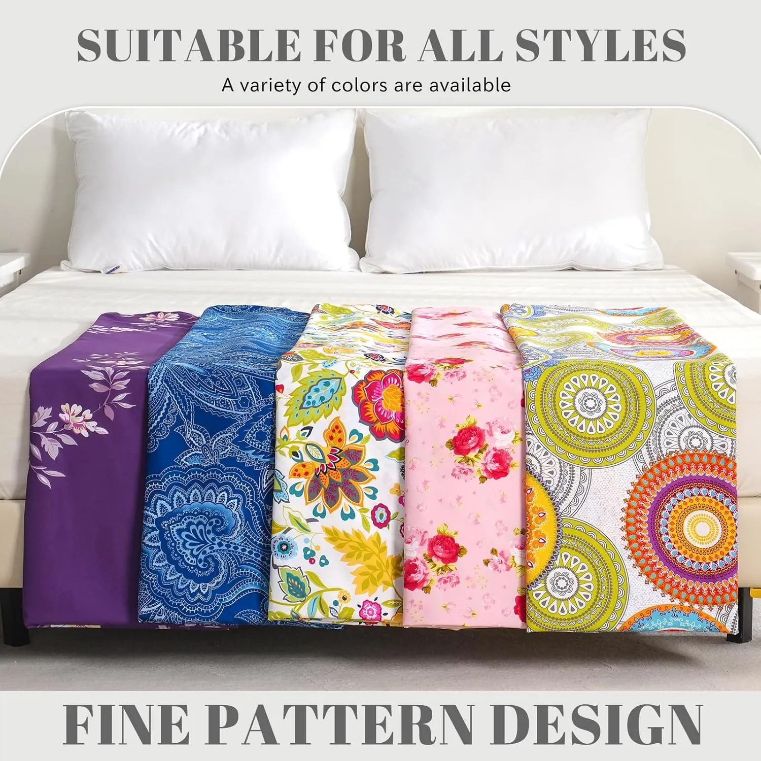 Bedlifes Queen Sheet Set Ultra Soft Breathable Silky Flower Bed Sheets Deep Pocket 100% Microfiber Bedding Sheets 4 Piece Queen Size Floral Spring