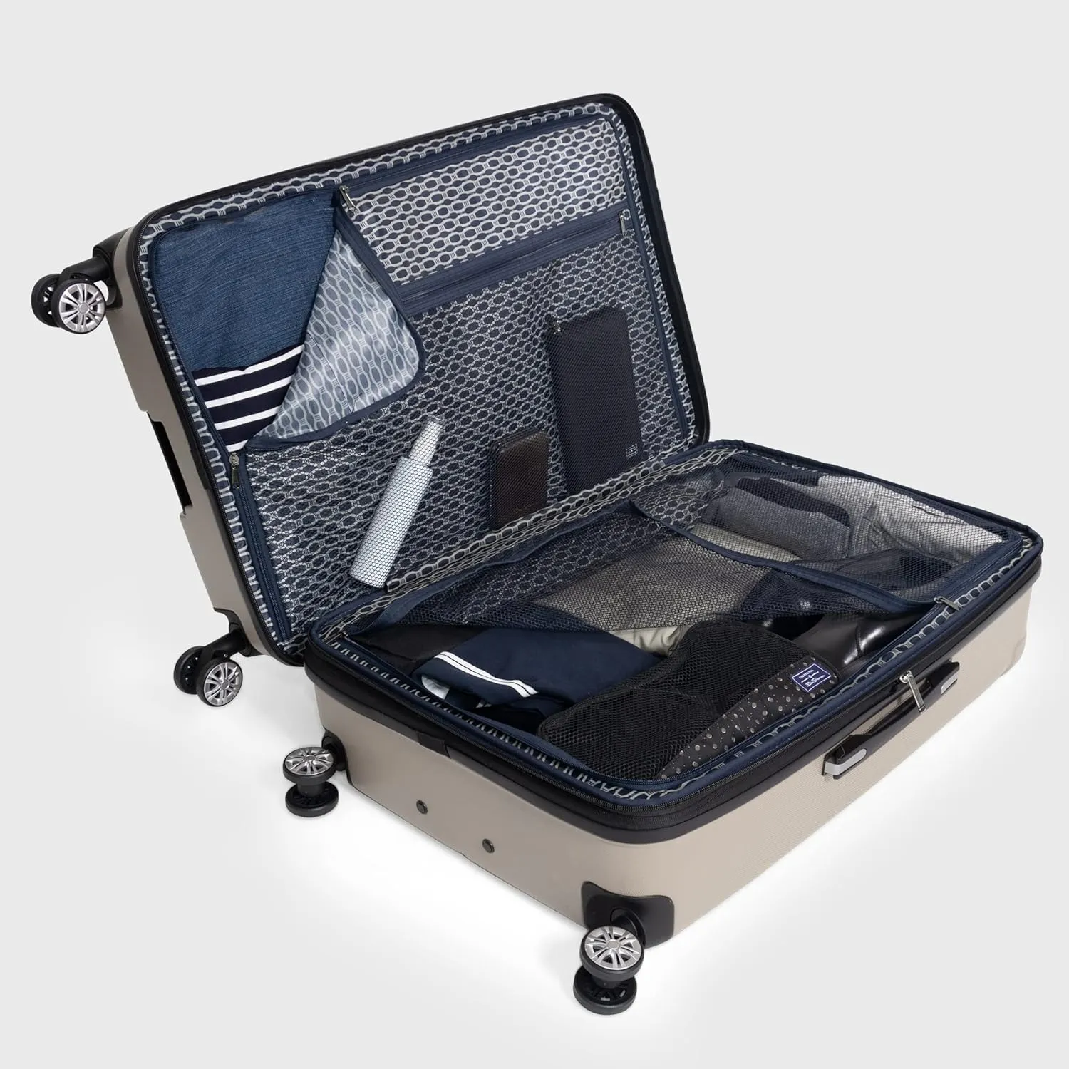 Ben Sherman Derby Spinner Travel Upright Luggage, Champagne, 20-Inch Carry On